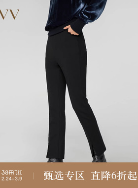 OVV秋冬新款女装弹力侧拉链开衩经典基础休闲通勤长裤