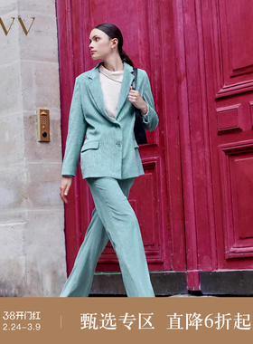 OVV秋冬新款女装灯芯绒肌理感两粒扣套装优雅套装西服外套