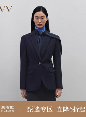OVV秋冬新款女装挺括一粒扣平驳领休闲通勤单件西服外套