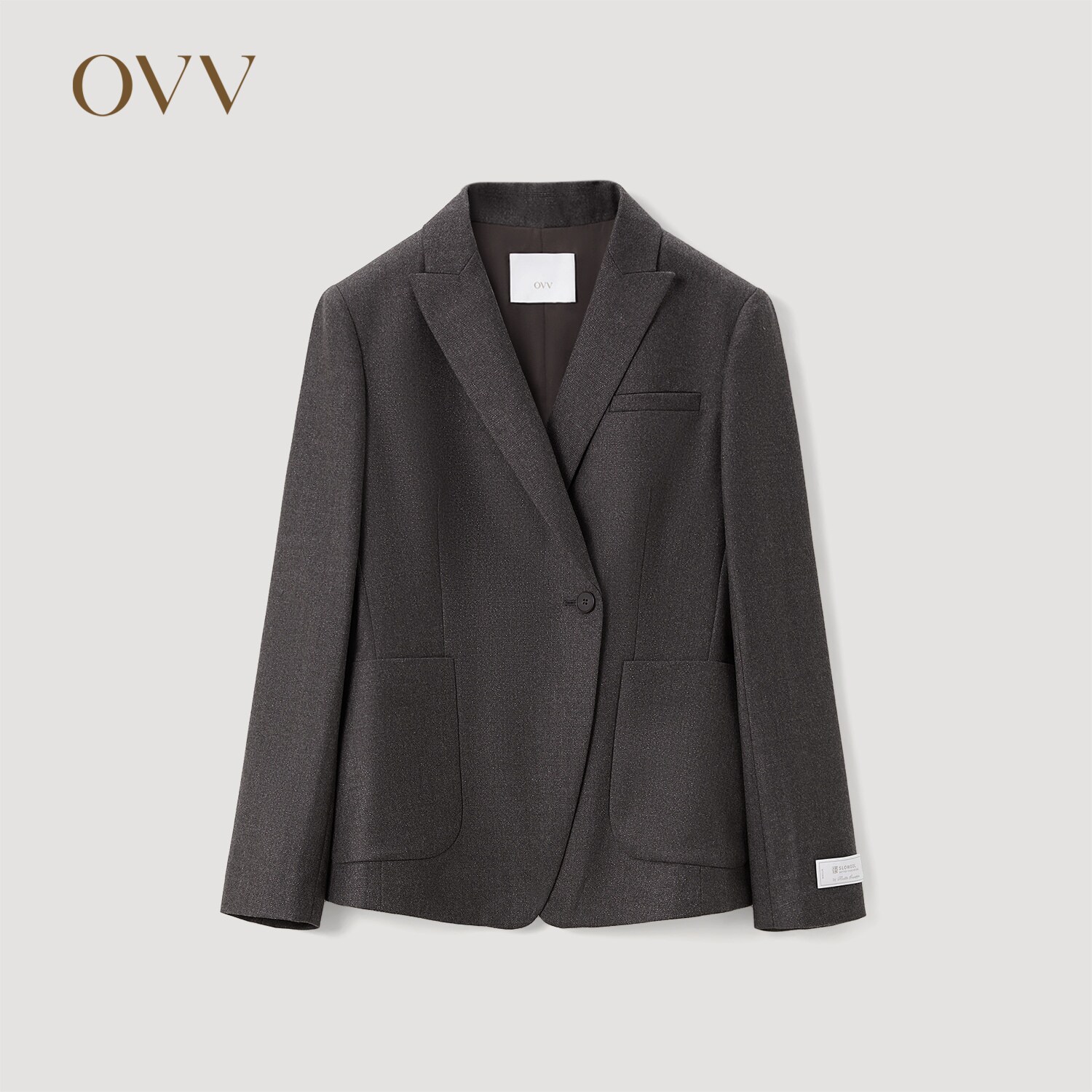 OVV秋冬女装意大利进口羊毛面料收腰通勤套装西服外套