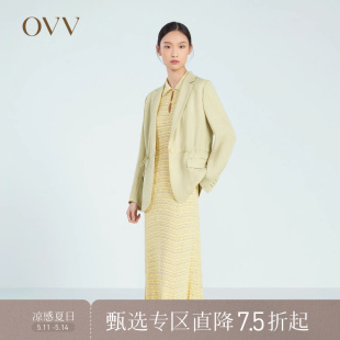 女装 OVV春夏热卖 柔软舒适三醋酸仿麻松紧抽绳休闲西服外套