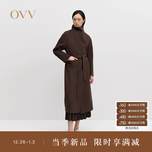 大翻领随附腰带羊毛双面呢大衣 时尚 OVV秋冬热卖 女装