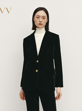 【极夜丝绒】OVV秋冬热卖女装日本进口面料戗驳领西服外套