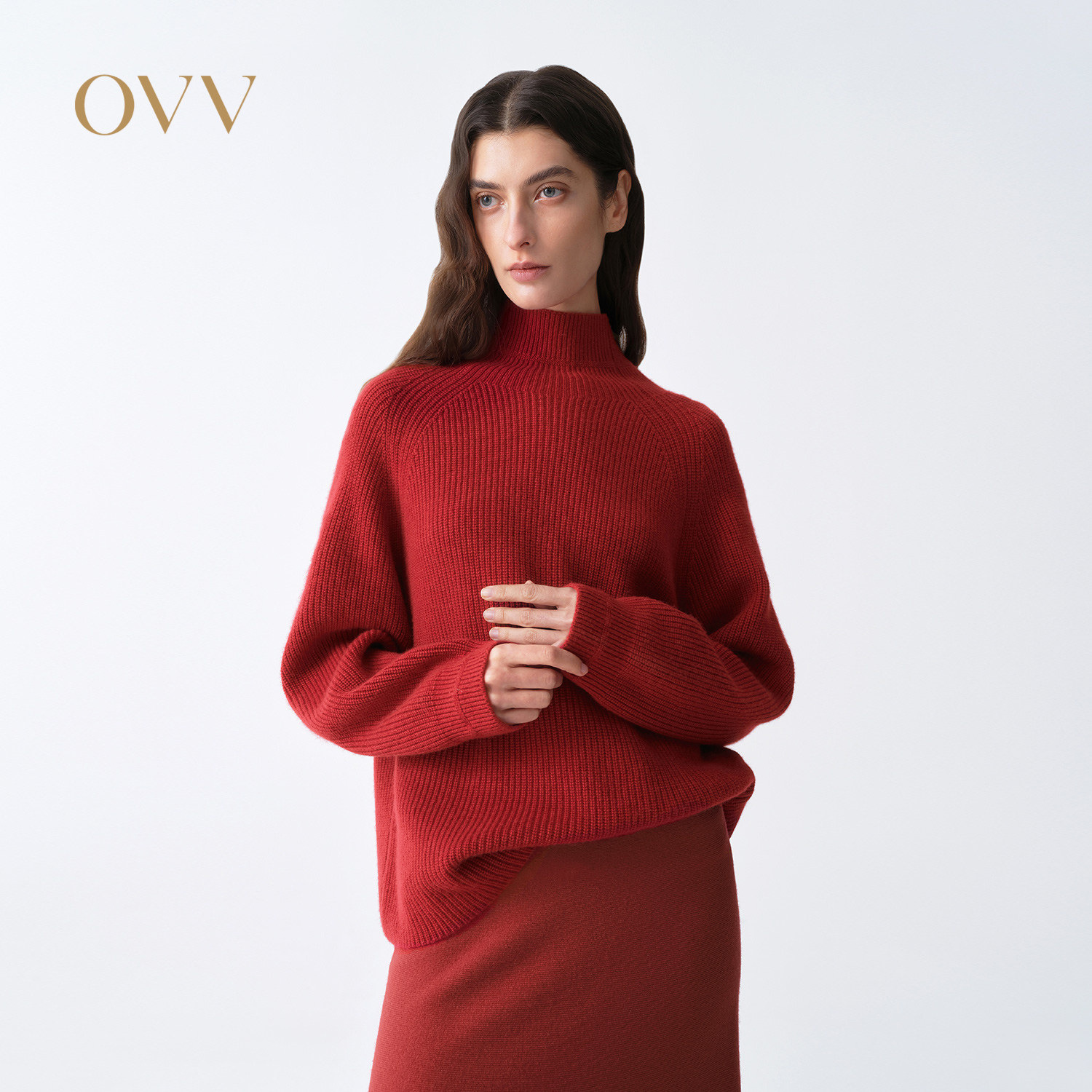 【新年红系列】OVV2026春夏新款女装柔软轻盈高领休闲羊绒衫
