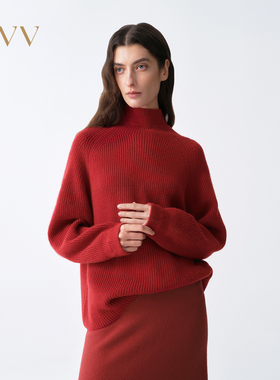 【新年红系列】OVV2026春夏新款女装柔软轻盈高领休闲羊绒衫