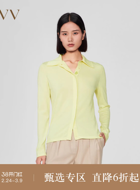 【可机洗黄金羊毛】OVV秋冬新款女装暗门襟休闲长袖针织衫