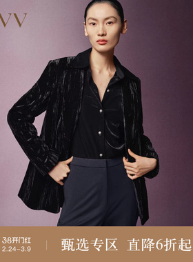 【极夜丝绒】OVV秋冬热卖女装戗驳领通勤休闲西服外套