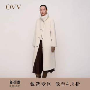皮草大衣 羊毛毛绒感单排扣大翻领中长款 OVV秋冬新款 女装