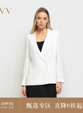 OVV2025春夏新款女装淡人日本进口弹力针织醋酸面料平驳领西服