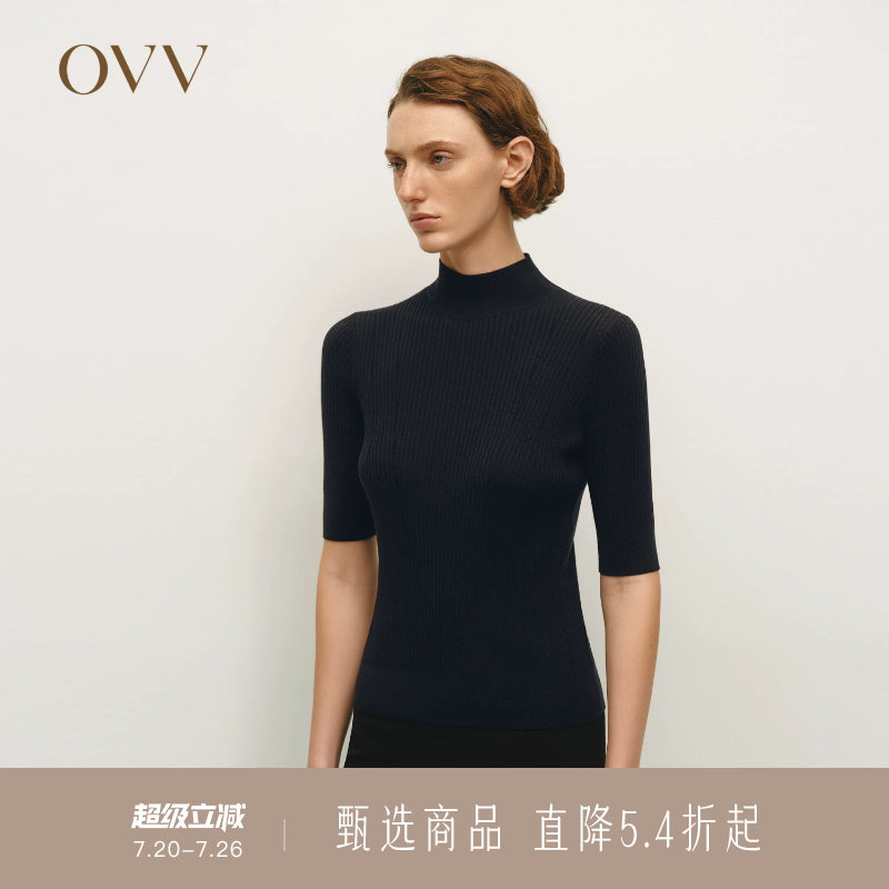 【18针系列】【黄金羊毛】OVV秋冬热卖女装短袖半高领针织衫