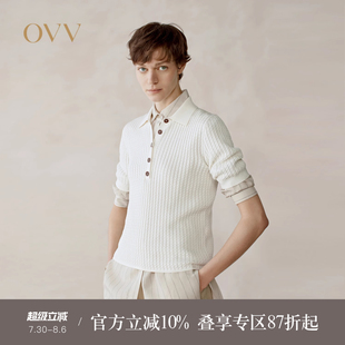 OVV2025春夏新款 女装 淡人丝棉混纺优雅休闲POLO领短袖 针织衫