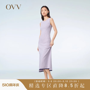 OVV春夏热卖女装休闲摩登时髦撞色修身针织背心连衣裙