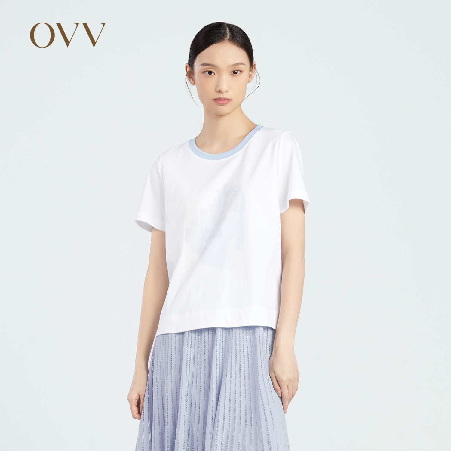 廓形轻薄抽象短袖OVV印花