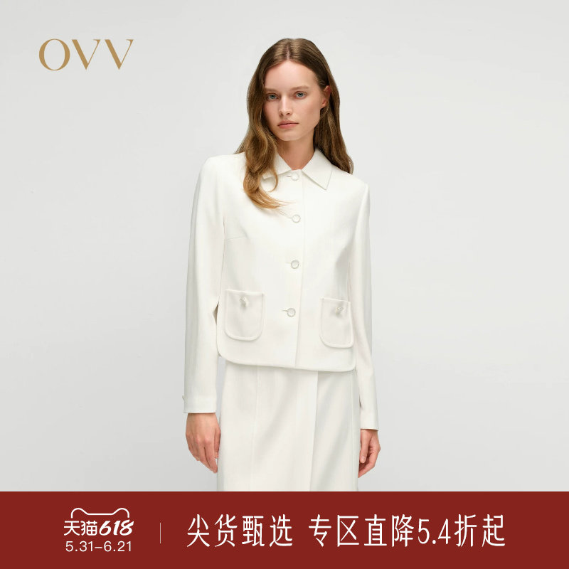 OVV春夏新款女装淡人日本进口三醋酸翻领正装夹克休闲外套