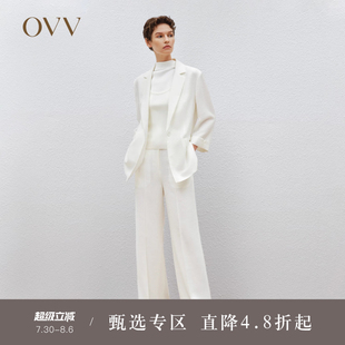 三醋酸面料中腰宽松直筒休闲通勤西裤 OVV春夏热卖 女装