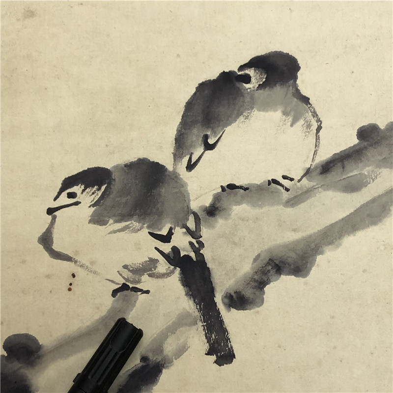 明 八大山人朱耷 小鸟图 名家仿古水墨鸟国画立轴高清宣纸微喷画