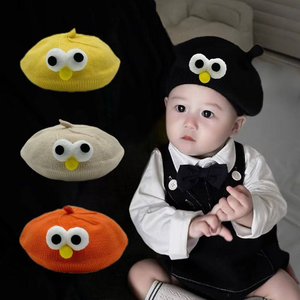 宝宝帽子秋冬款网眼帽潮男童婴儿针织帽女童儿童可爱超萌防晒遮阳