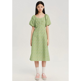 【恋】女装连衣裙轻盈舒适松紧腰宽松简洁柔软舒适百搭E62