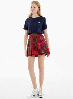 【恋】复古百褶红色格子百褶裙短裙高腰H255-EEWHB66Q1W0