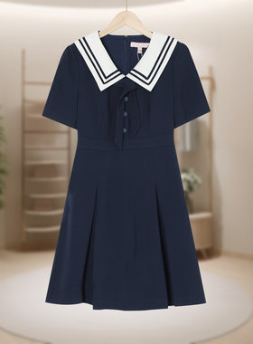 【恋】时尚修身休闲宽松简约领短袖连衣裙E1/E184-EEOWC5301I0