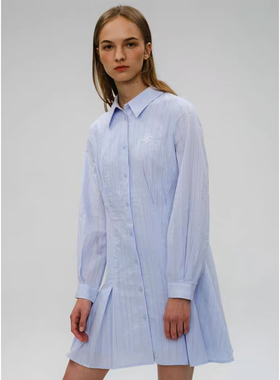 【恋】翻领格子撞色A字裙拼色条纹E64-EEOWC38N4B0