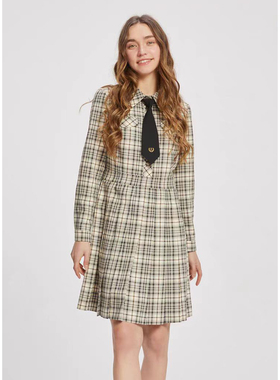 【恋】格子连衣裙修身格纹衬衫裙E60-EEOWC23N2M0