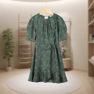 BJH 女式 短袖 潮流时尚 连衣裙BJ2496 宽松印花收腰显瘦中长款