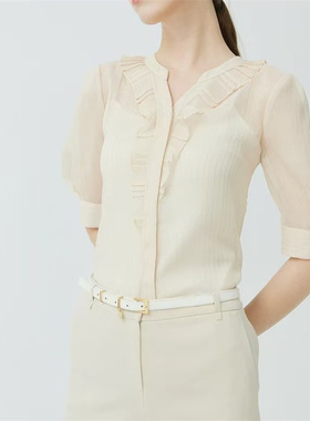 SF系列-淑女衬衫五分袖纽扣白色亲肤透气SF120