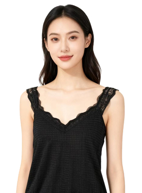 【D玛纳】爽肤V领背心2025年冬季简约风设计感黑色 DMA925