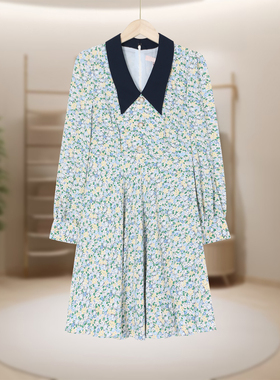 【恋】修身休闲宽松简约翻领长袖连衣裙E26-EEOWC6202I0