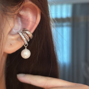 [楼哈哈]小众高级感无痛珍珠耳夹轻奢方圆脸耳骨夹无耳洞耳饰女