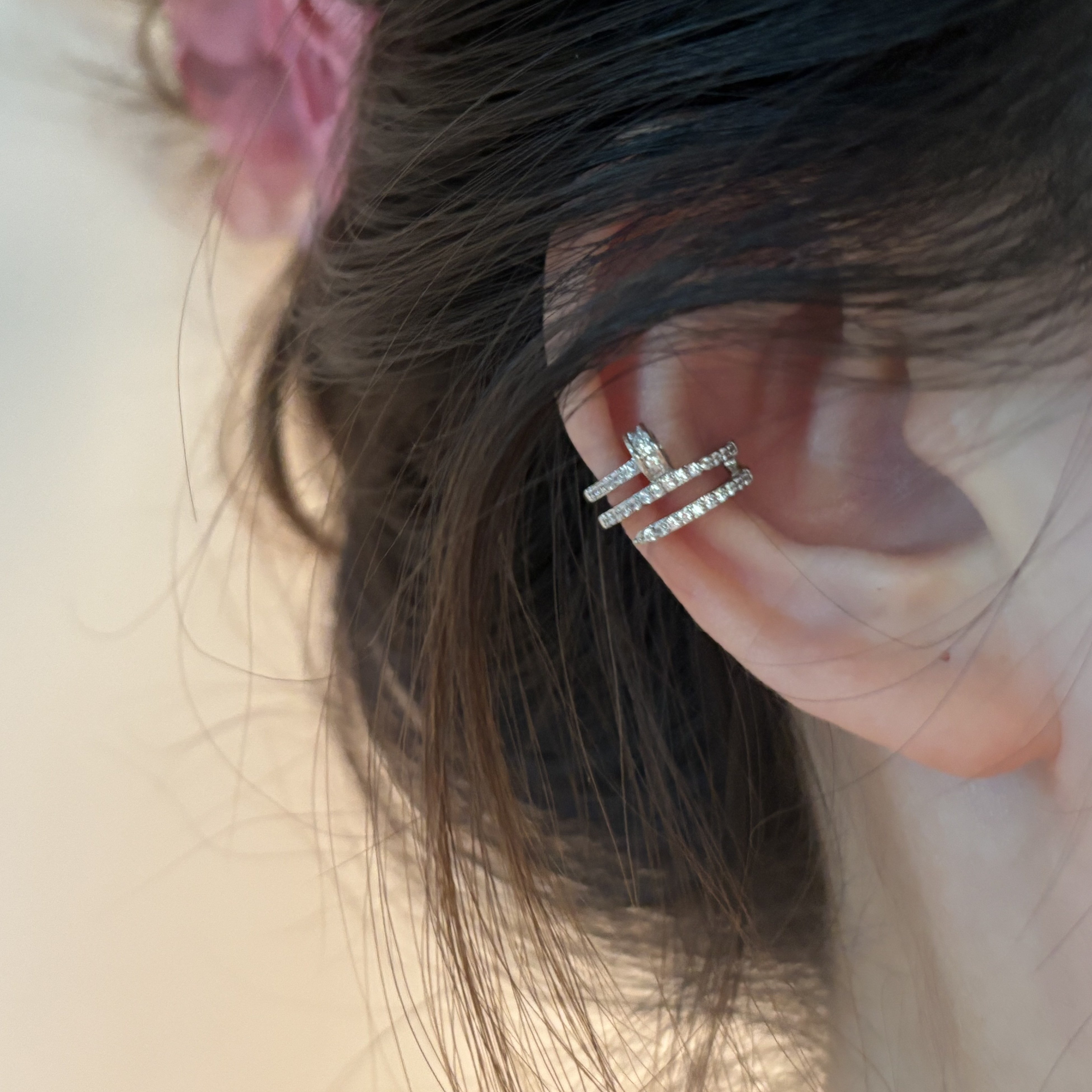 [楼哈哈]耳骨夹无耳洞女轻奢高级感甜酷简约方圆脸无痛耳夹爆闪女