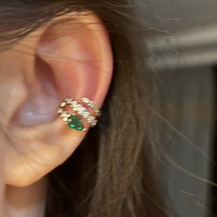 [楼哈哈]绿头蛇形耳夹女无耳洞小众设计高级感耳骨夹耳挂冷淡风