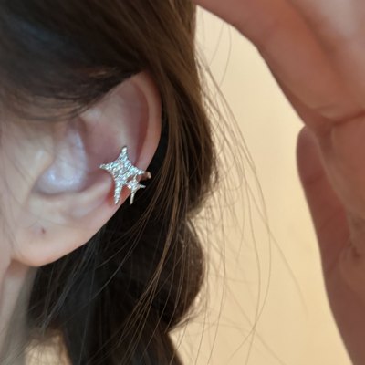 [楼哈哈]轻奢星星锆石耳骨夹无耳洞女甜酷风可调节耳夹新款2025