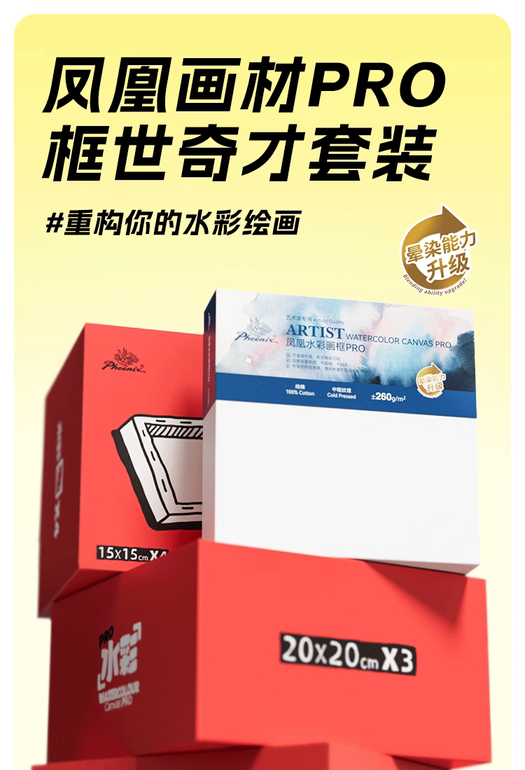 凤凰画材 框世奇才水彩画框套装水性颜料水粉幼儿园家庭装饰挂墙