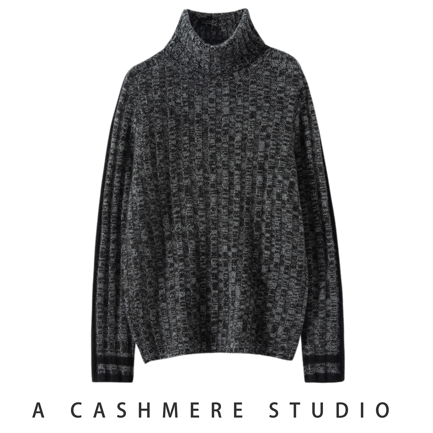 花纱100%山羊绒高领保暖发热毛衣