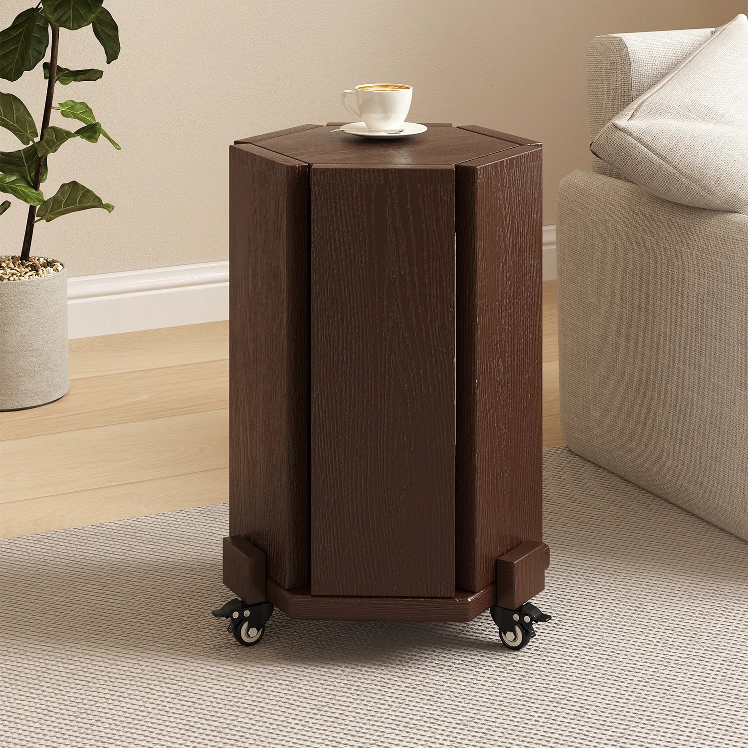 实木凳子可叠放家用客厅叠叠凳带滑轮中古风客人备用凳堆叠秩序凳