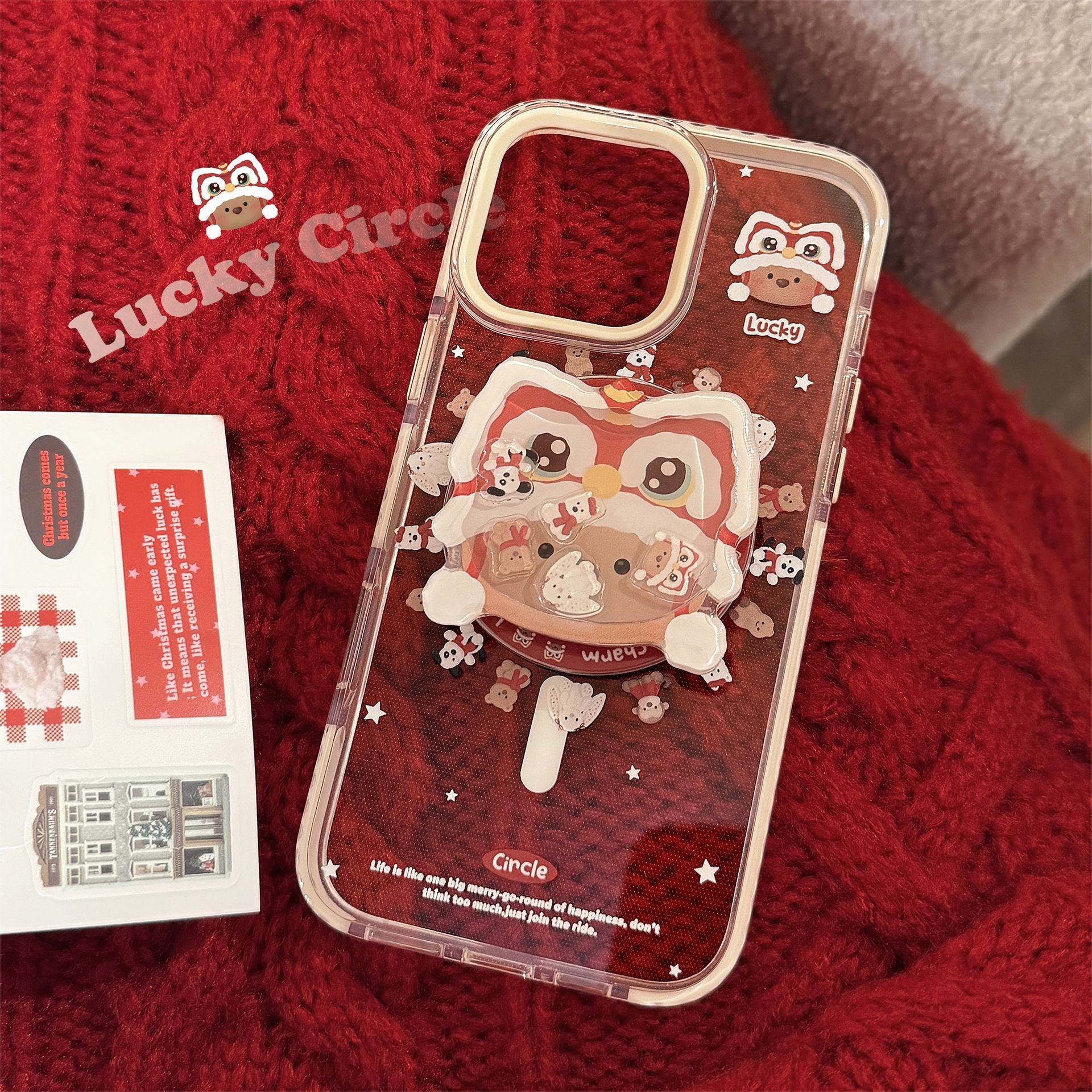 舞狮摇摇乐磁吸支架16promax新年iPhone15手机壳适用13软套14新年
