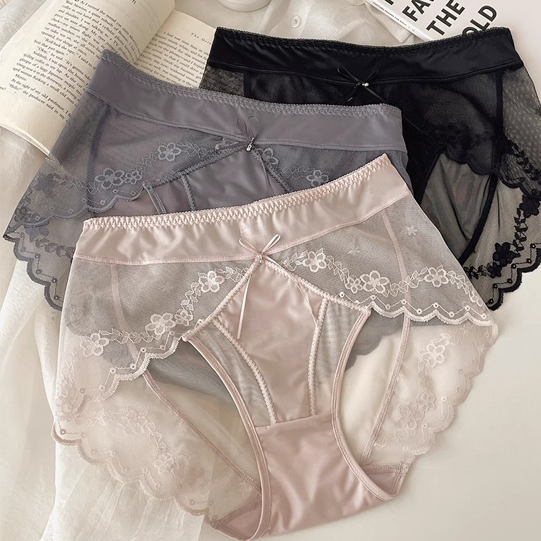 高级感纯欲蕾丝女内裤性感网纱