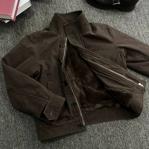 Cere重磅水洗立领加绒棉服军款