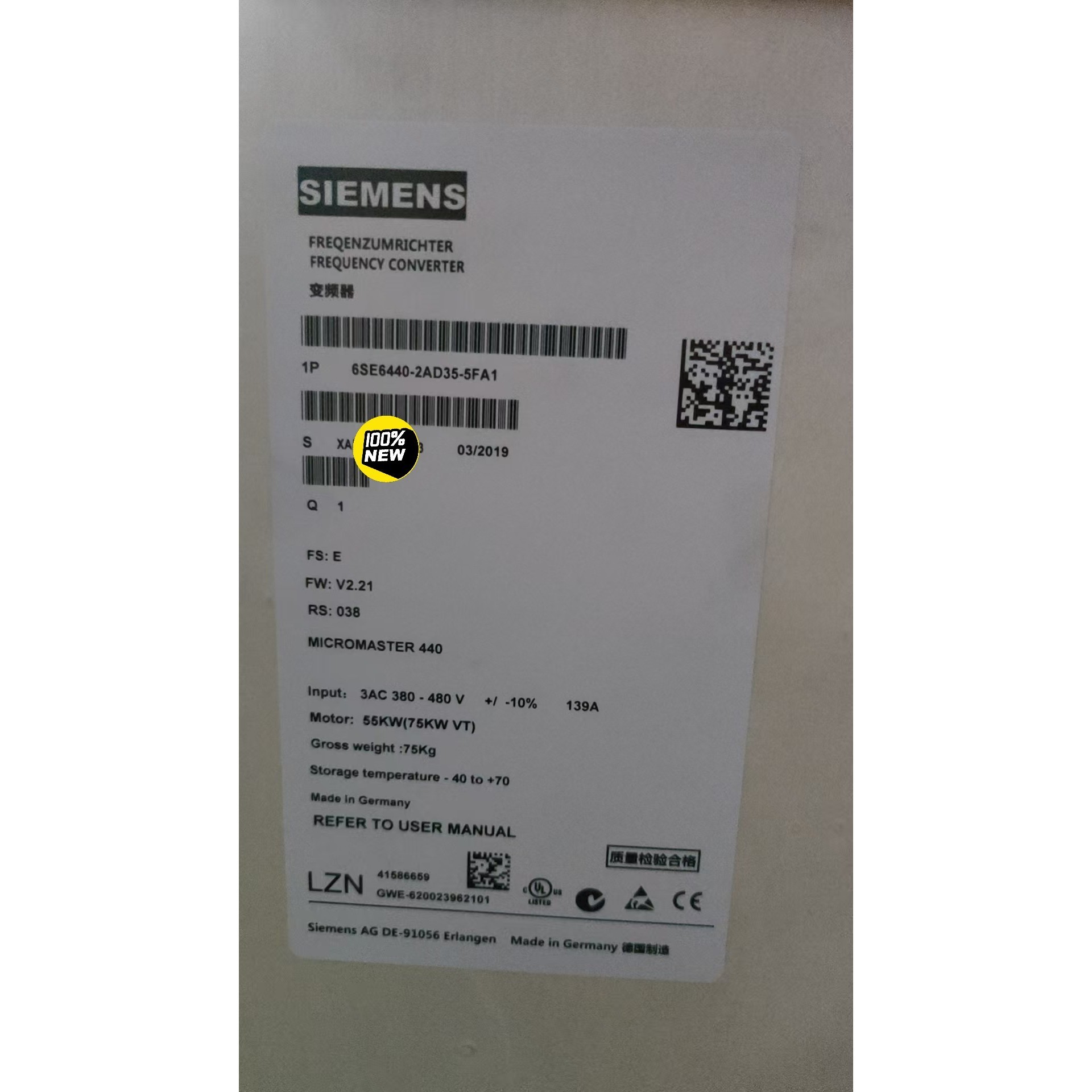 [议价]6SE6440-2AD34-5FA1西门子全新MM440 变