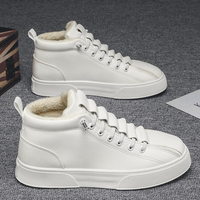 高帮鞋子男2024新款冬季加绒加厚保暖棉鞋青少年运动休闲板鞋男款