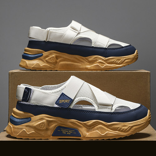 2025夏季男鞋新款潮流外穿运动防滑包头洞洞拖鞋男户外沙滩鞋凉鞋