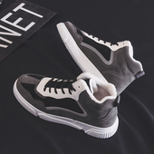 加绒保暖高帮棉鞋 马丁靴韩版 男鞋 夏季 皮靴百搭中帮雪地靴英伦工装