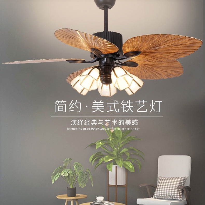 美式复古吊扇灯复古风扇灯新中式