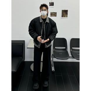 孙聖云啊雲 韩版牛仔拼接棉服假两件夹克阔版棉衣外套男女风潮