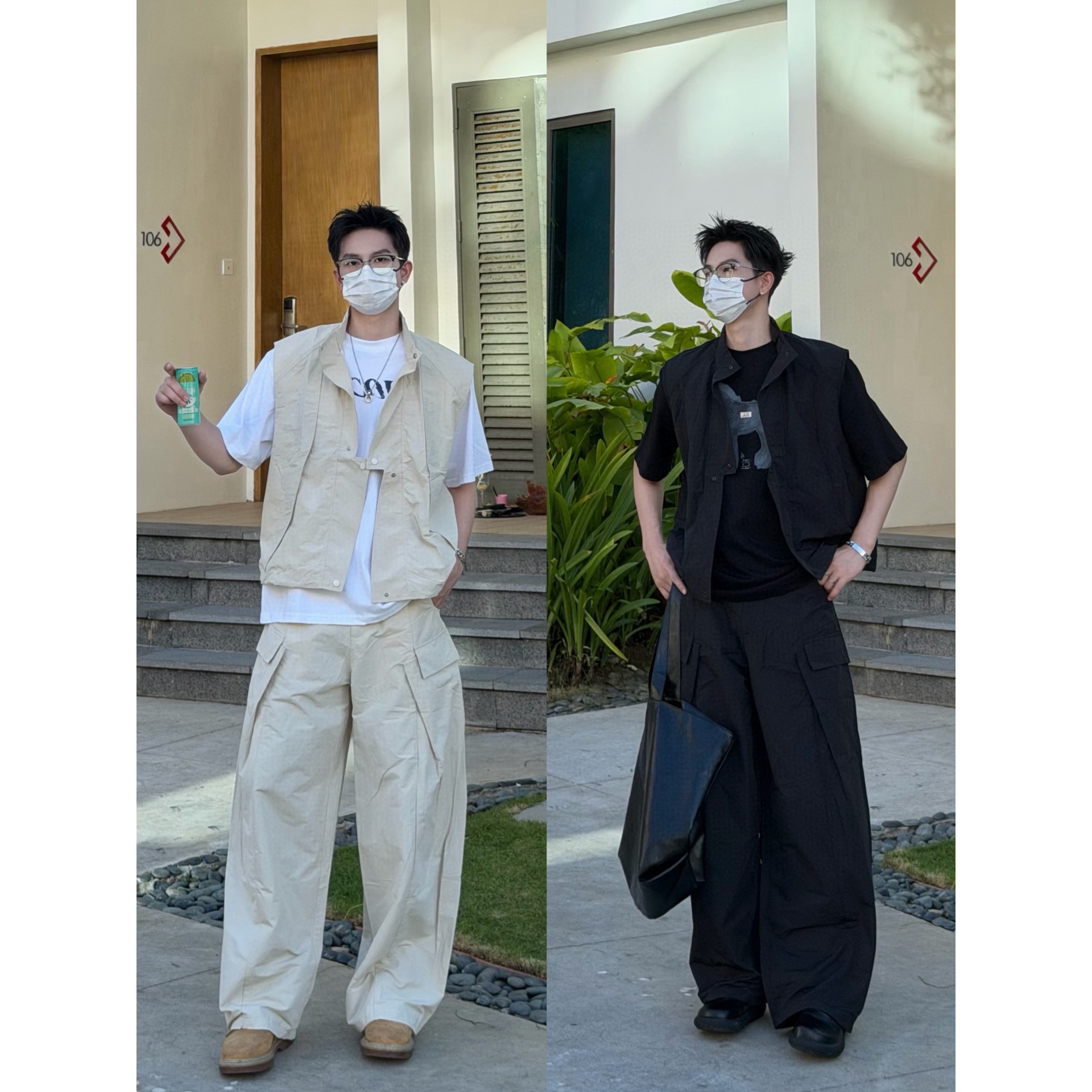 AYUN Studio 孙聖云韩系阔腿工作裤马甲套装夏日叠穿氛围ins慵懒
