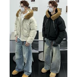 孙聖云啊雲 防泼水短款毛领棉衣阔版宽松cleanfit简约情侣秋冬潮