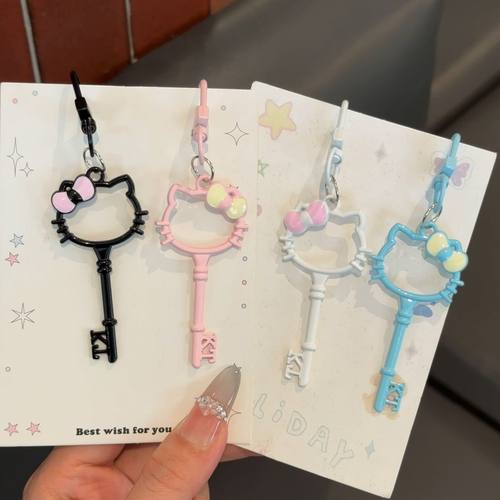 新款合金KT猫钥匙扣卡通马卡龙百搭包包挂件可爱猫咪吊坠配饰礼物