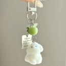 清凉冰透感苹果植绒小狗钥匙扣多巴胺包包挂件挂饰 青苹果小狗
